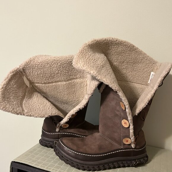 Nike Valenka Shearling Lined Puddle Proof Winter Boots - Soft Brown Size 8.5 + 9 - Picture 9 of 10